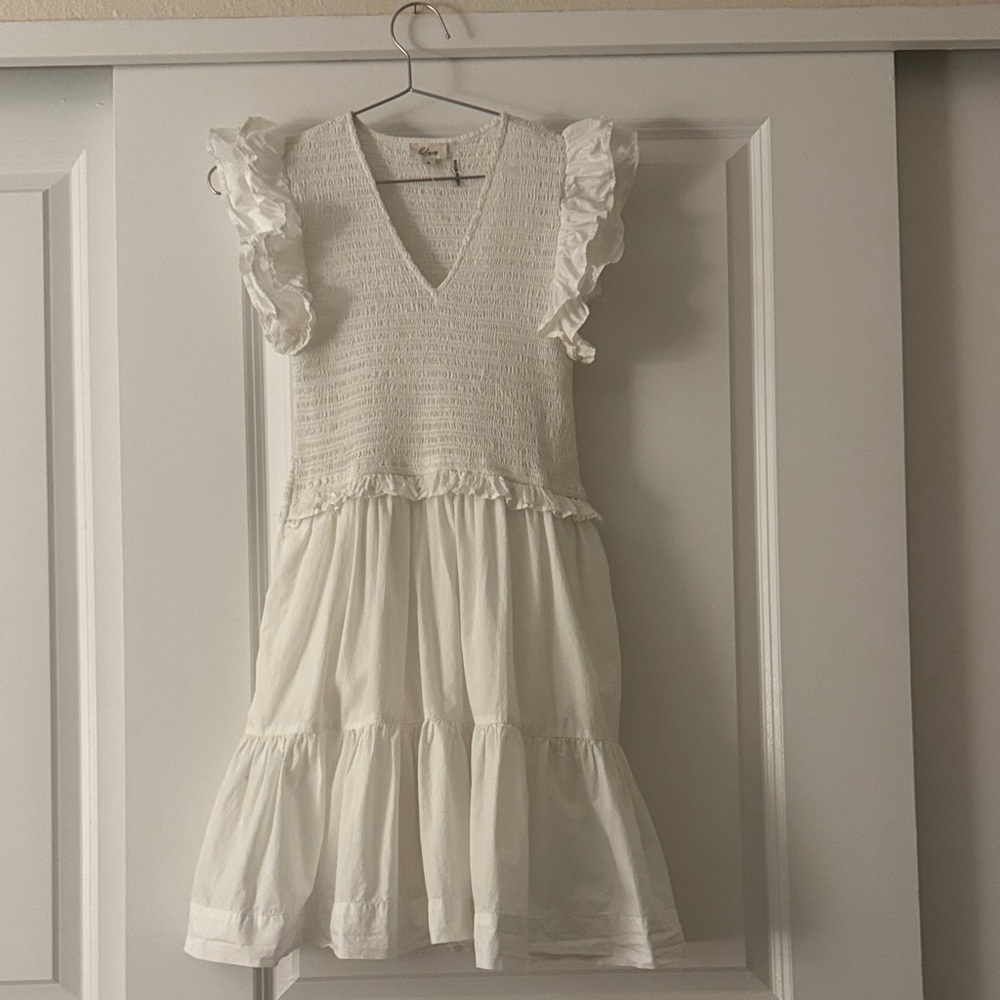 White Ruffled Cotton Dress